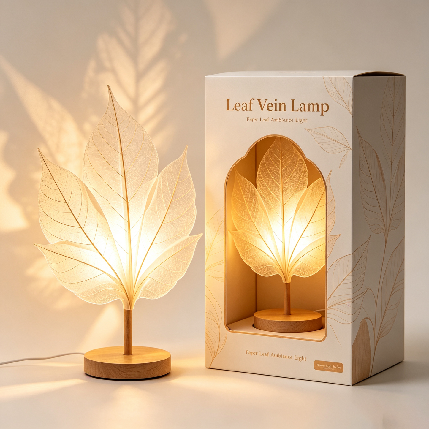 Natural Vein Leaf Shadow Projection Table Lamp