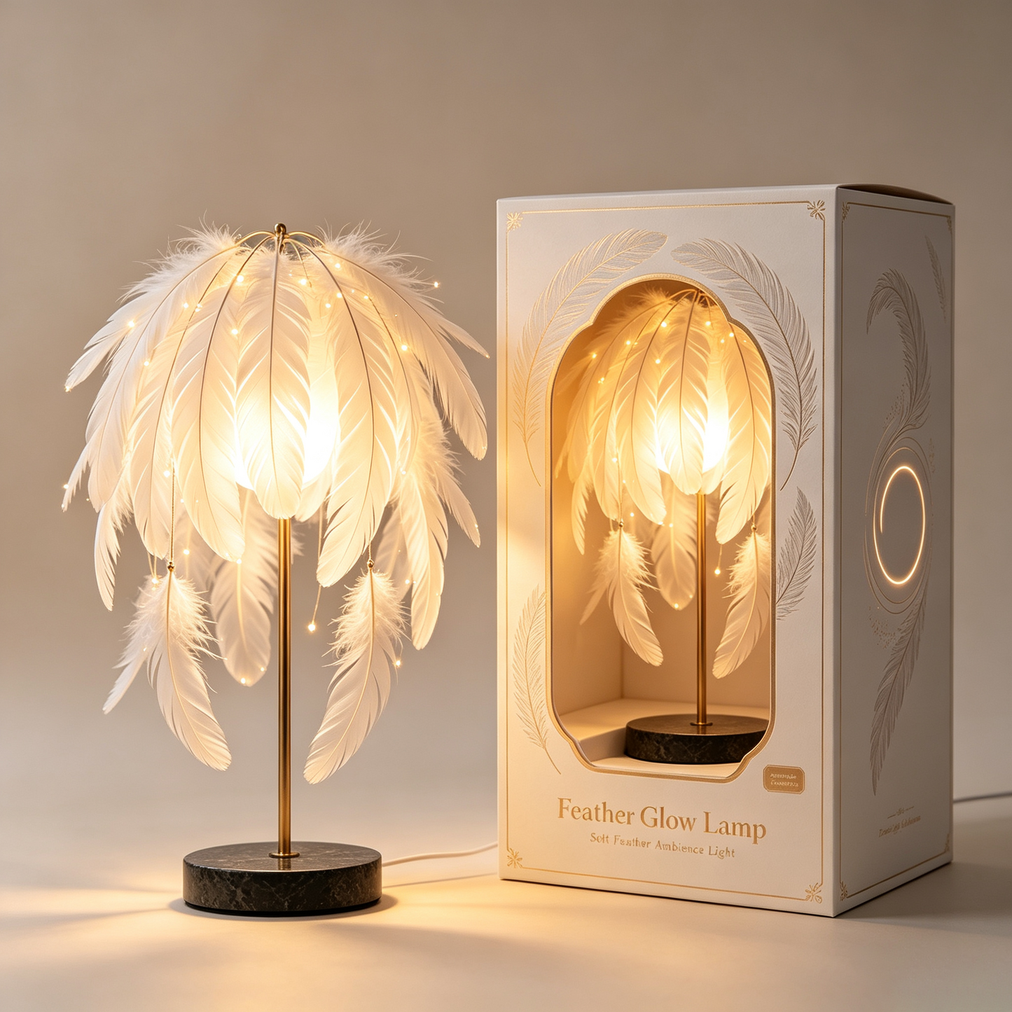 Luxury White Feather Table Lamp
