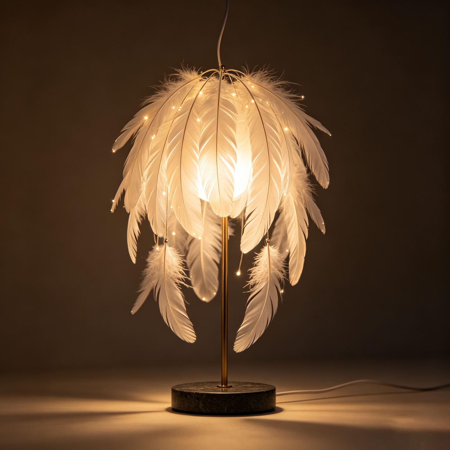 Luxury White Feather Table Lamp